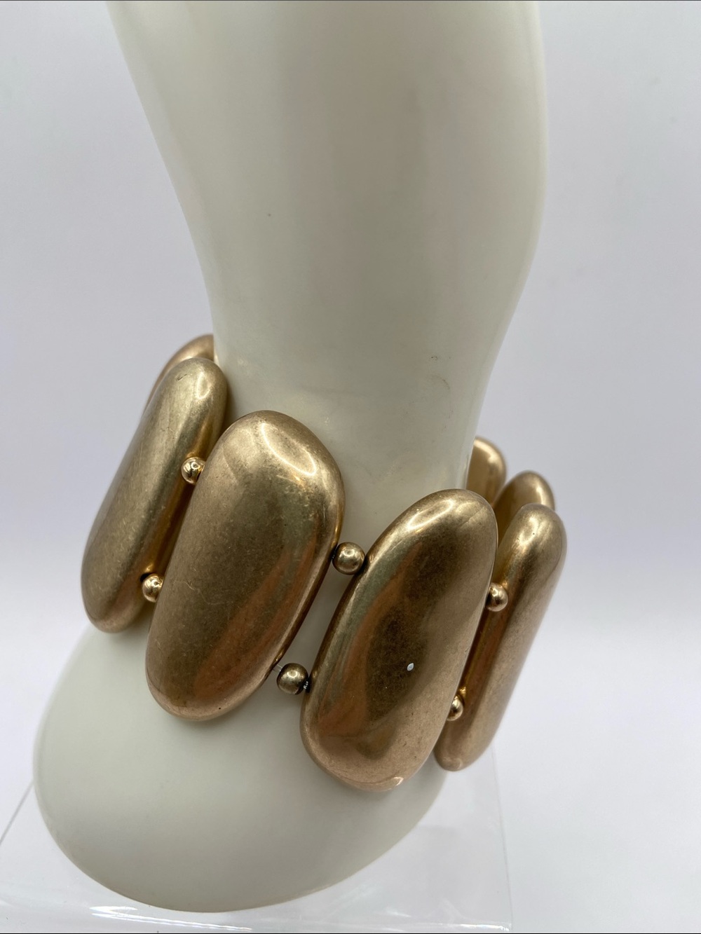 MarlaWynne Gold Tone Resin Bold Pebble Stretch Bracelet Statement Runway M/L